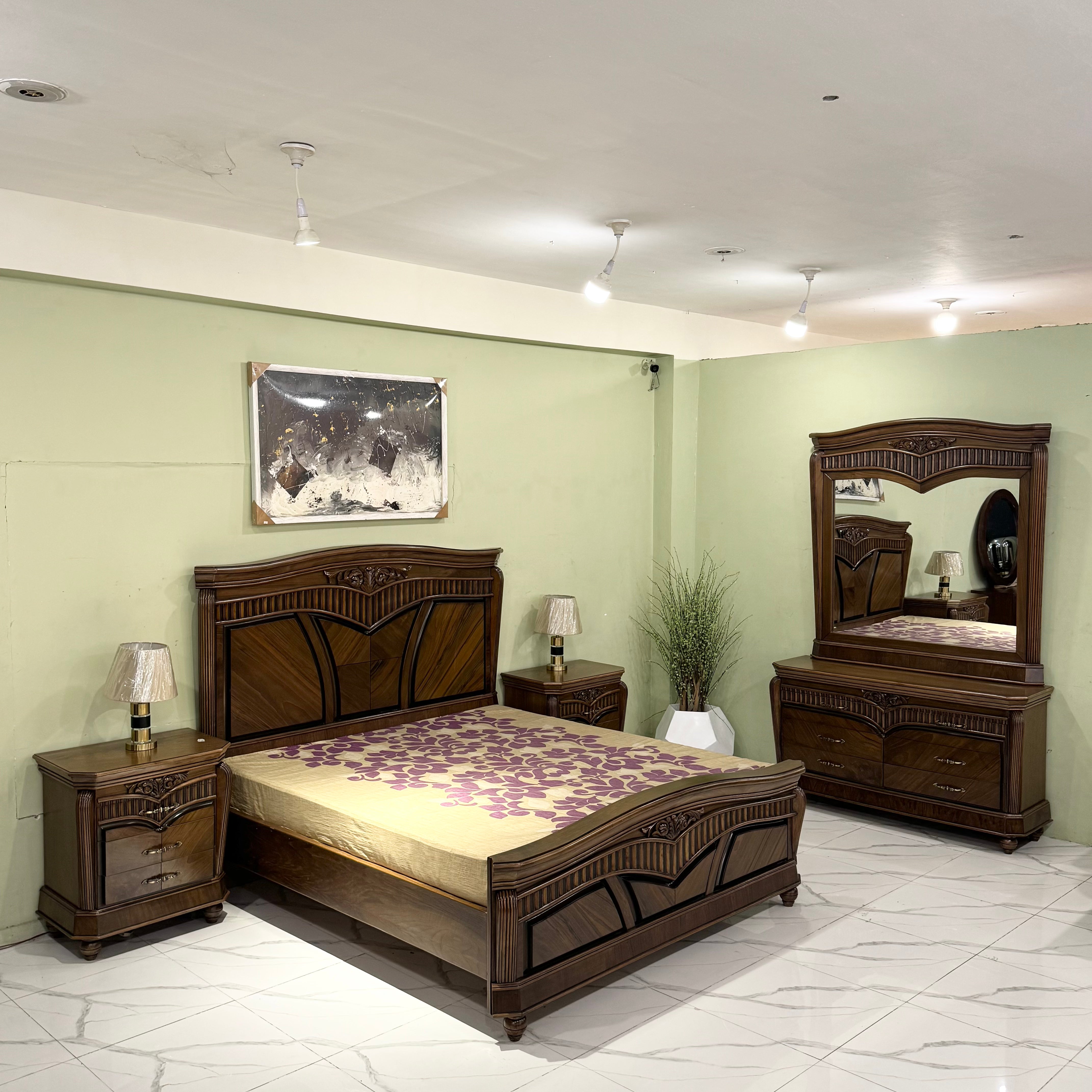 Heritage Sculpted Walnut Bed Suite