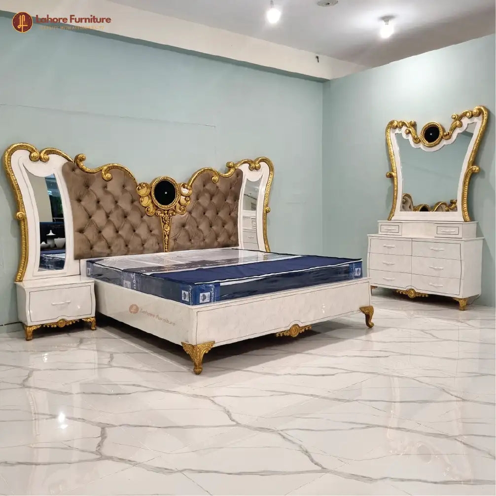 Elegant & Stylish White Bed Set- HCR07