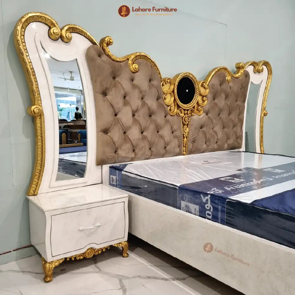 Elegant & Stylish White Bed Set- HCR07