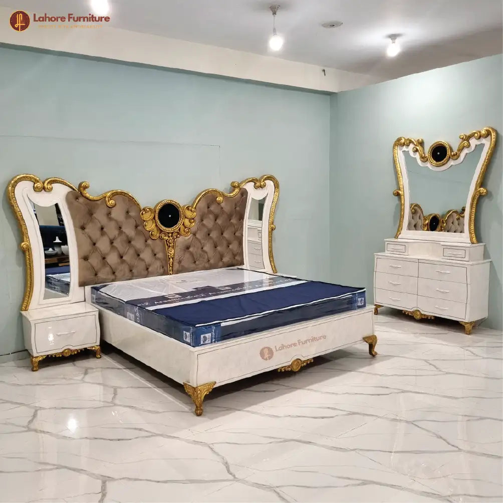 Elegant & Stylish White Bed Set- HCR07