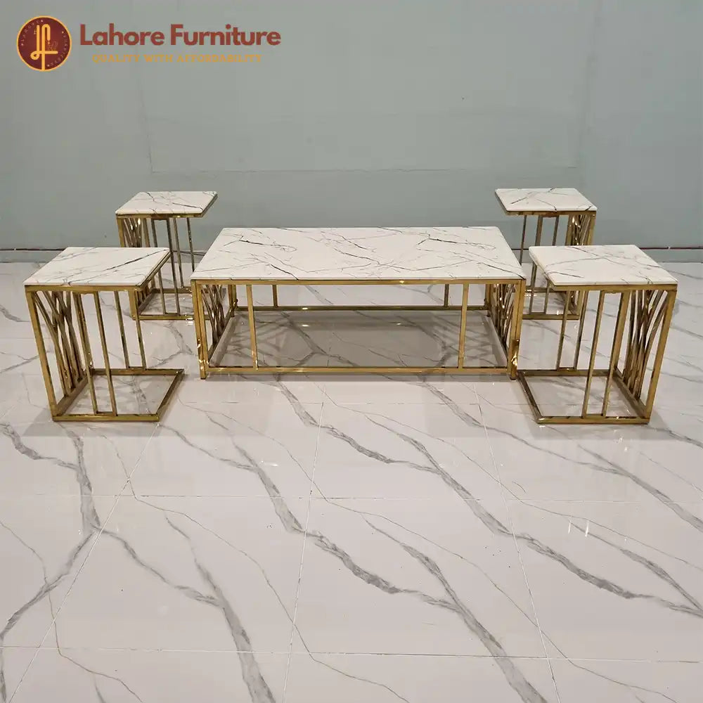 Golden Marble Center Table Set