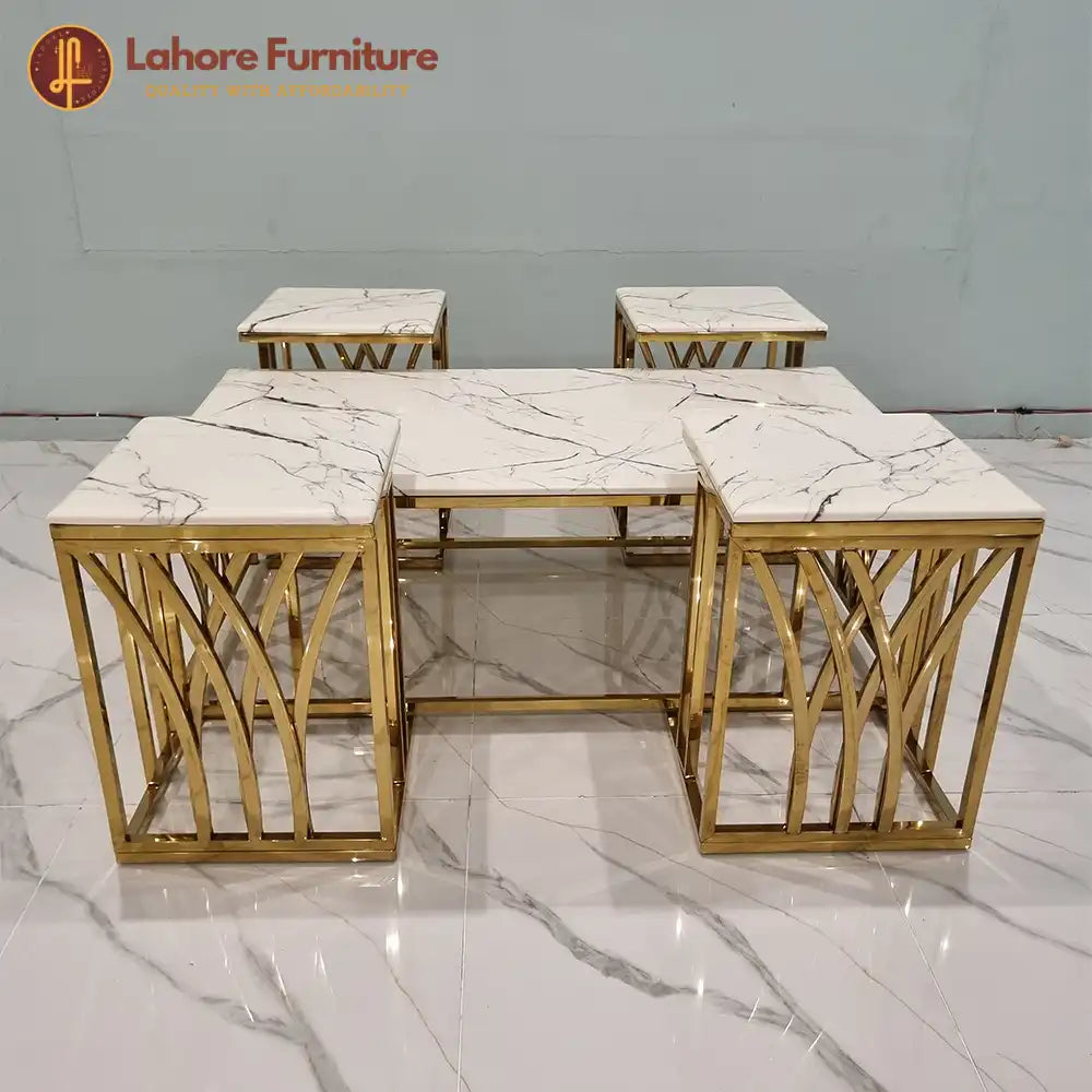 Golden Marble Center Table Set