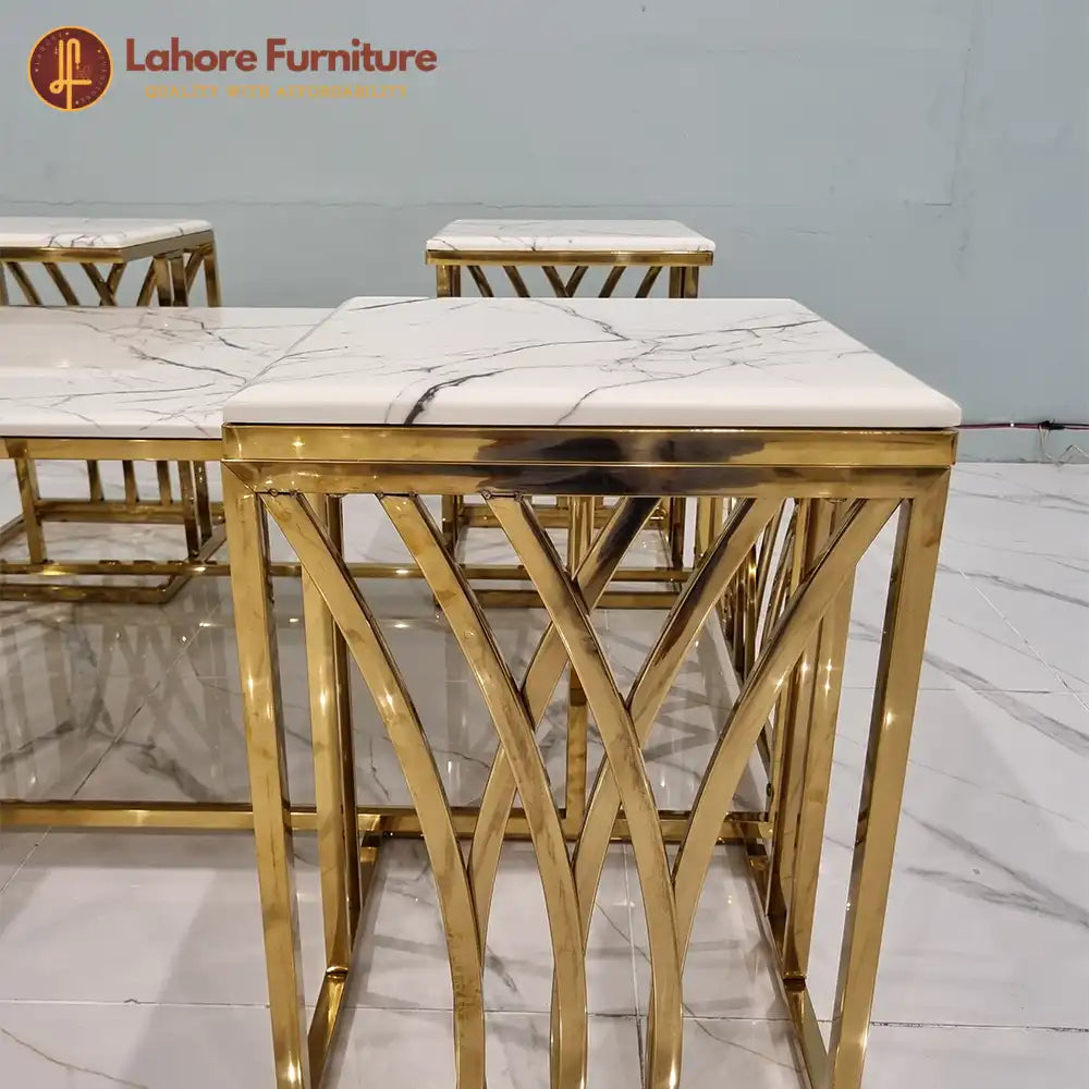 Golden Marble Center Table Set