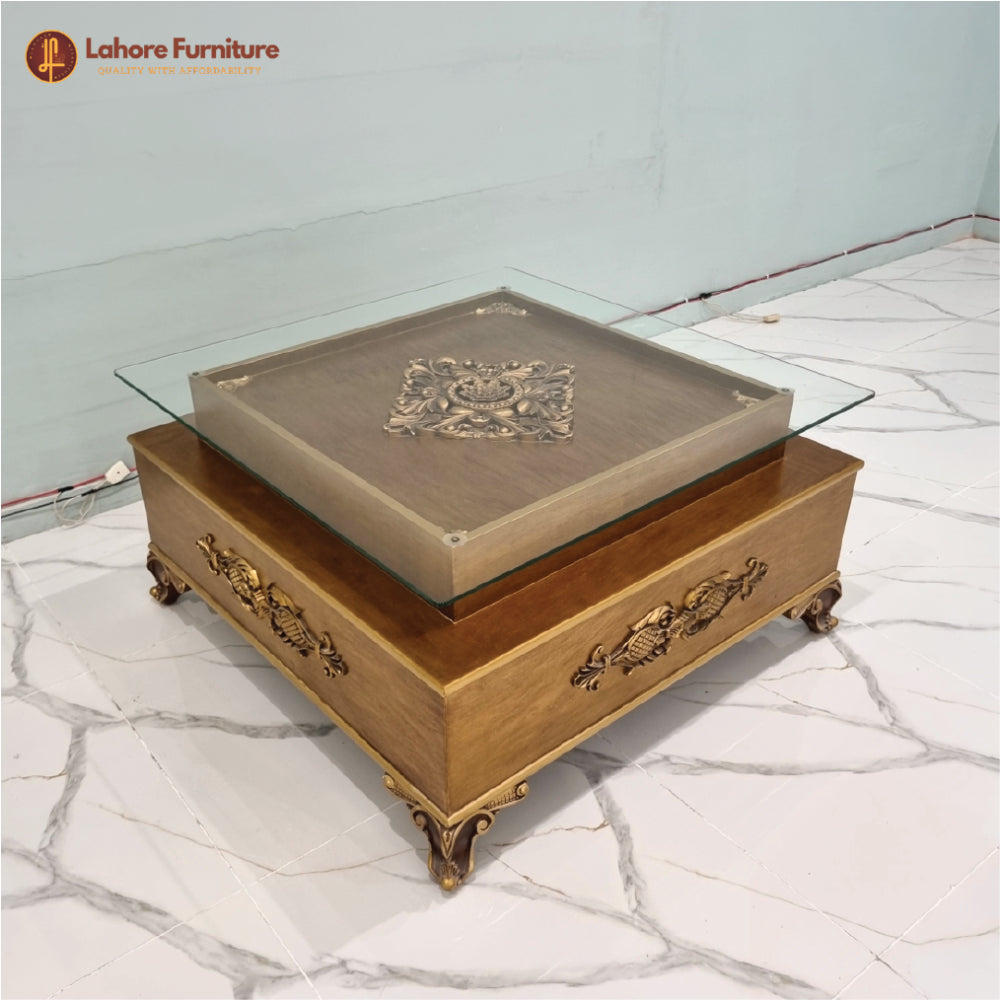 Top Glass Wooden Center Table -  CT55
