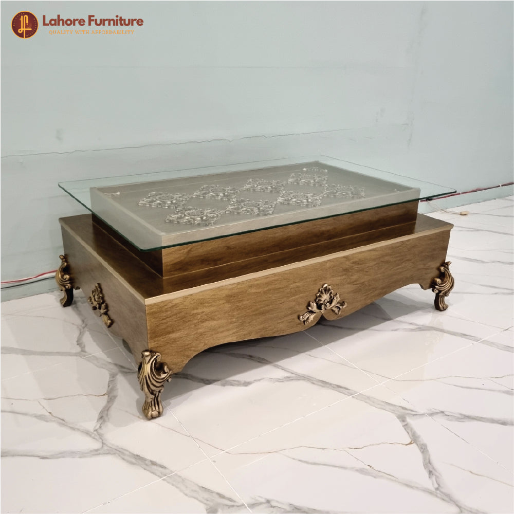 Top Glass Wooden Center Table -  CT55