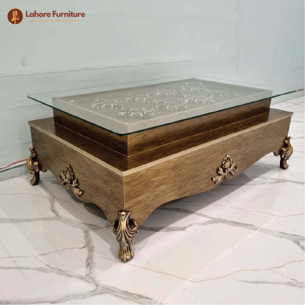 Top Glass Wooden Center Table -  CT55
