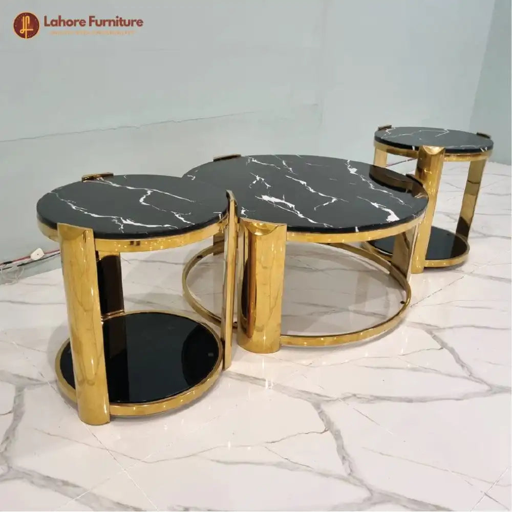 Gold Nesting Center  Table Trio