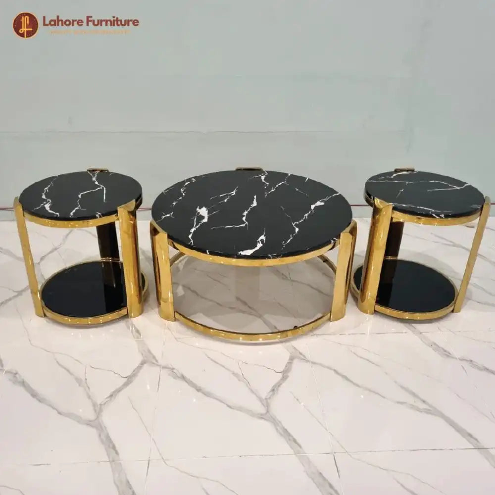 Gold Nesting Center  Table Trio