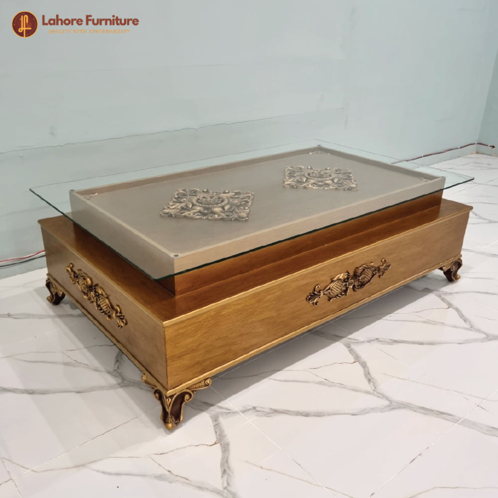 Top Glass Wooden Center Table -  CT55