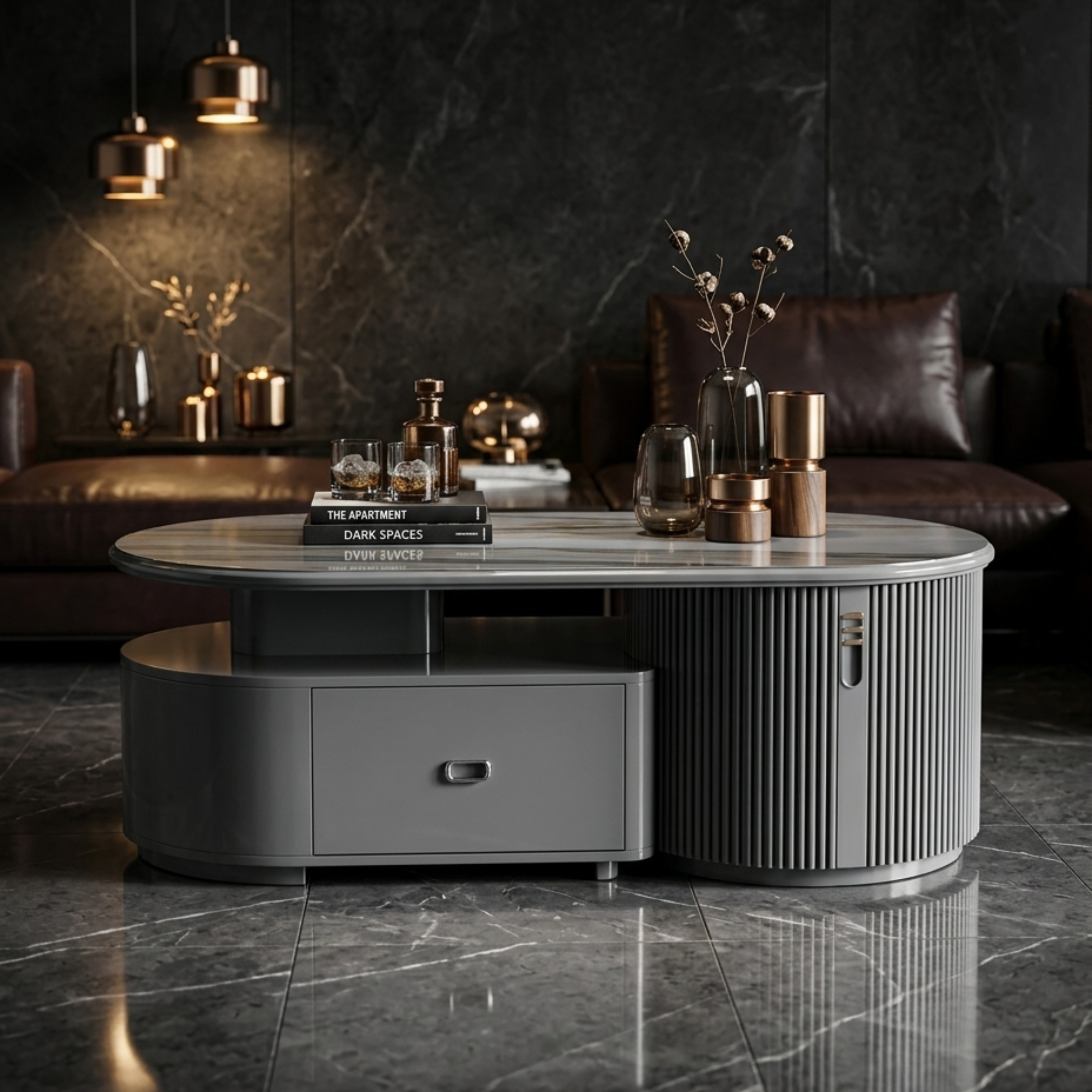 Slate Oval Table-Centre table Ct89