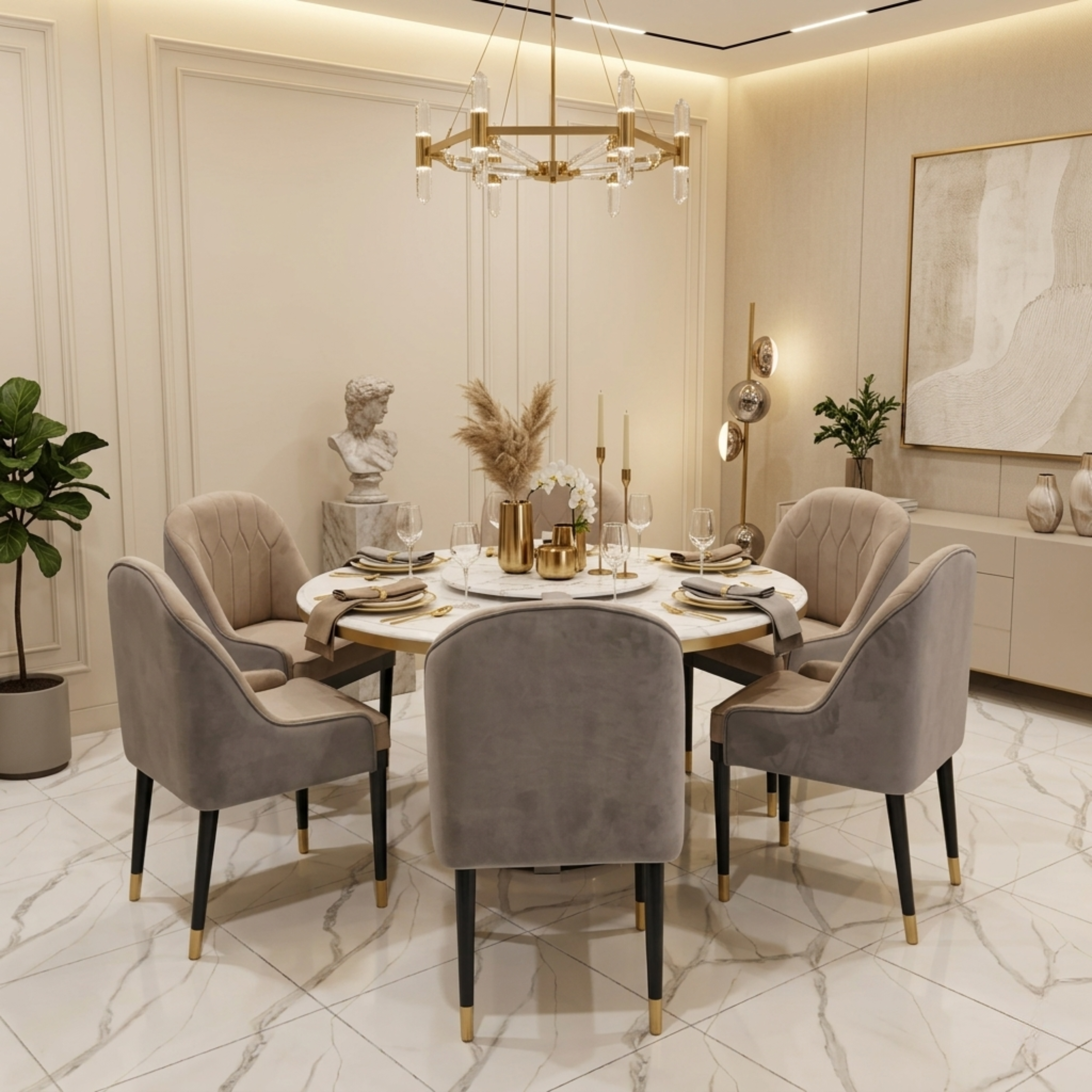 Velvet Luxury Dining Set (6-Seater)  - Sd01