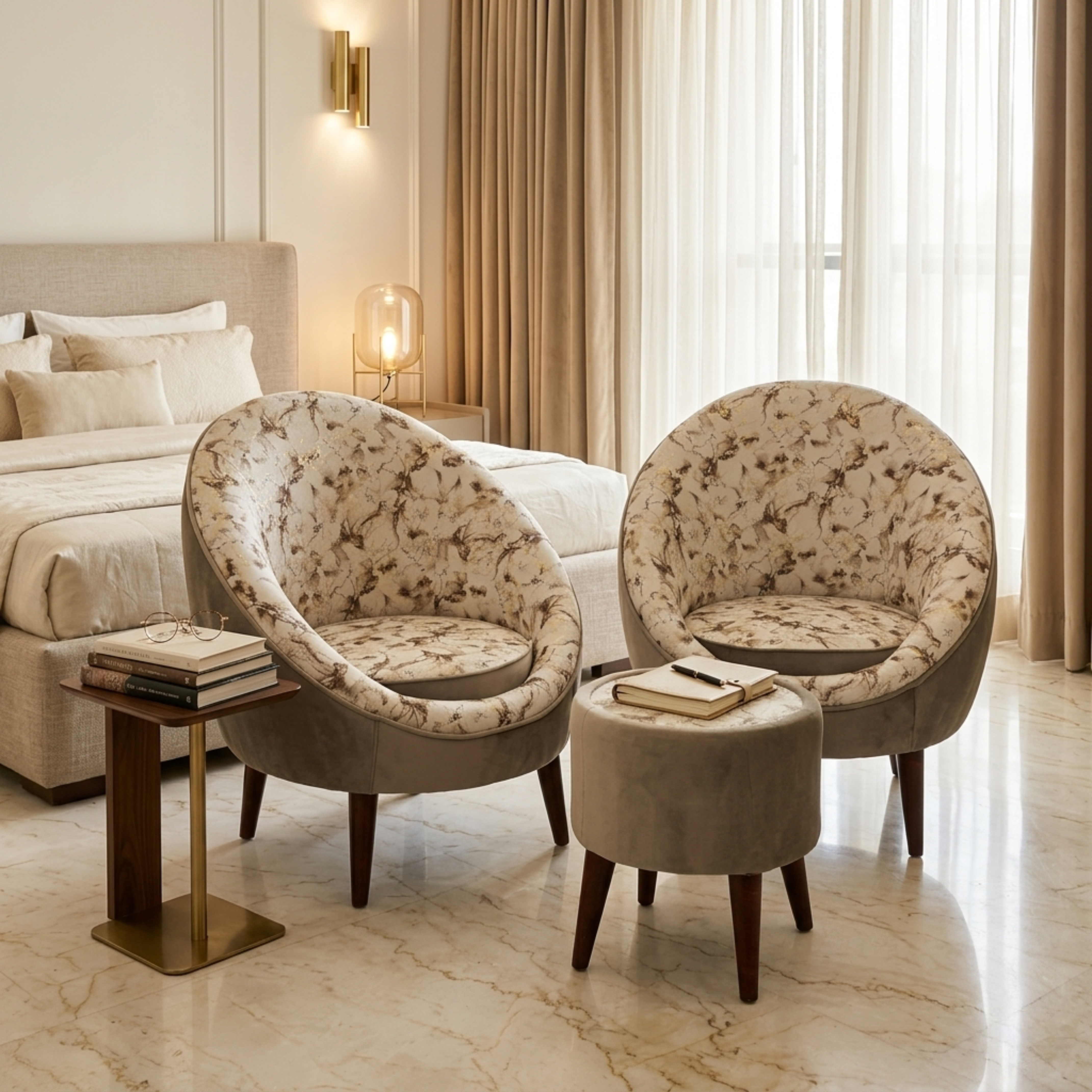 Crema Round  Bedroom Chairs -  BR44